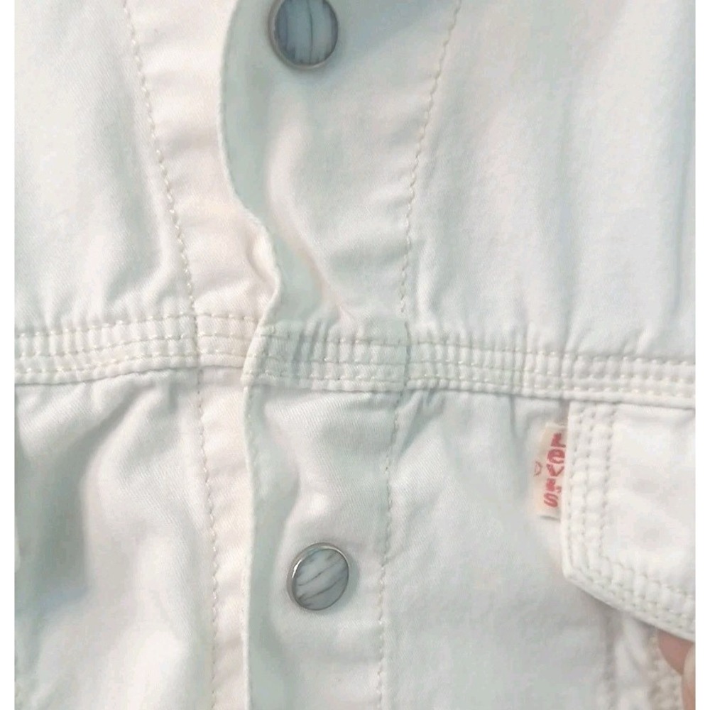 Vntg White Tag Levi Collard Long Sleeve Button Down White Flannel Size LG Cotton - Picture 3 of 10